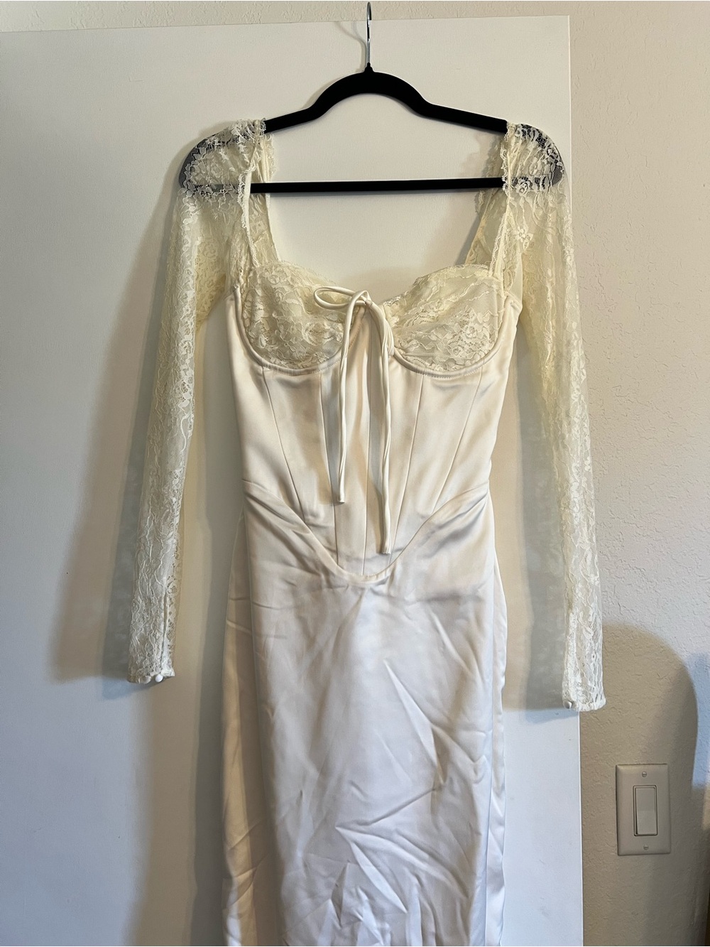 House of CB Ivory Perdi Dress with Lace-Up Detail